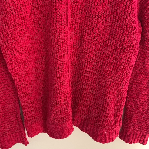 Free People Shaggy Bear Songbird Loose Knit Oversized Sweater Medium Fuchsia - Picture 9 of 11